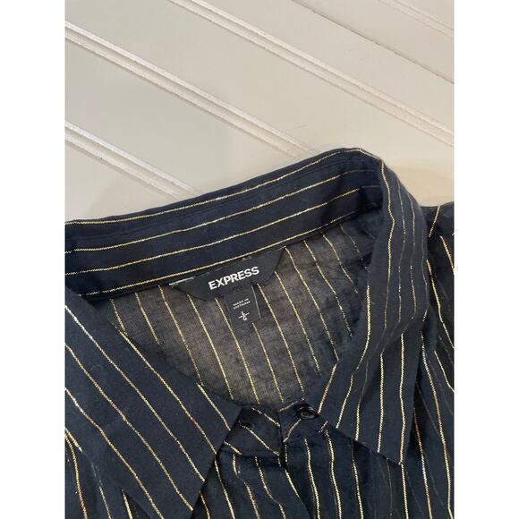Express and Violet & Claire Black Dotted Blouse & Striped Shirt Bundle Size XL - Picture 12 of 13